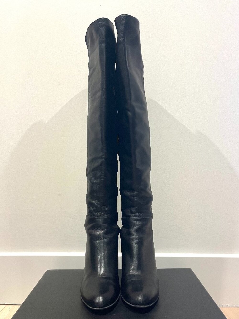Stuart Weitzman Black Thigh High Heels, Black